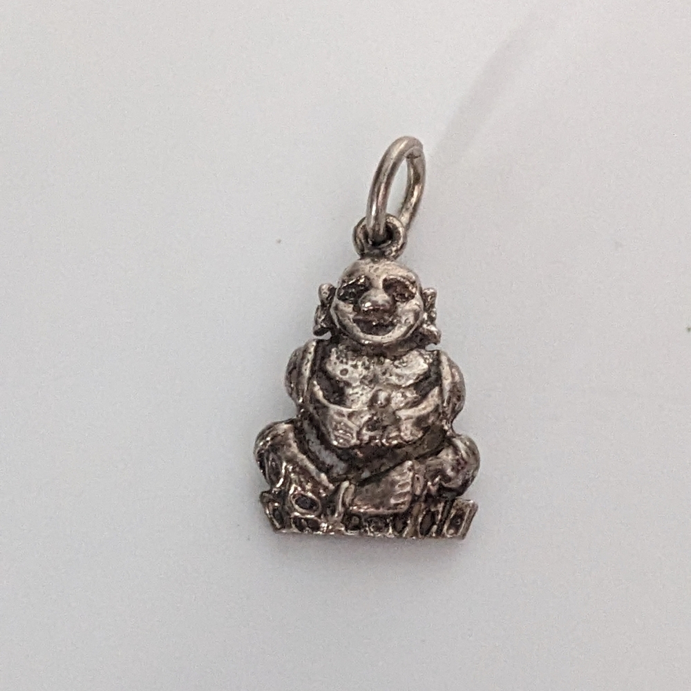 Vintage Sterling Silver Buddha Charm Spiritual Bracelet Pendant 1/2 Inch